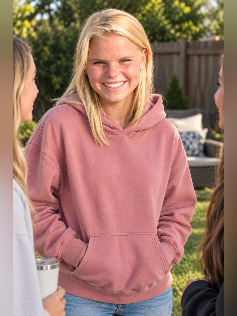 Hollister Dusty Pink Heavyweight Fleece Pullover Hoodie Size Small